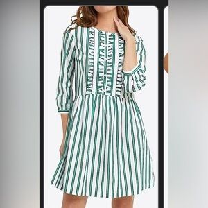 Draper James Striped Green and White Dress